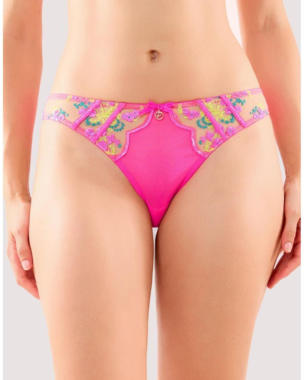 Playful Promises Pink Thea Neon Baroque Embroidery Brief