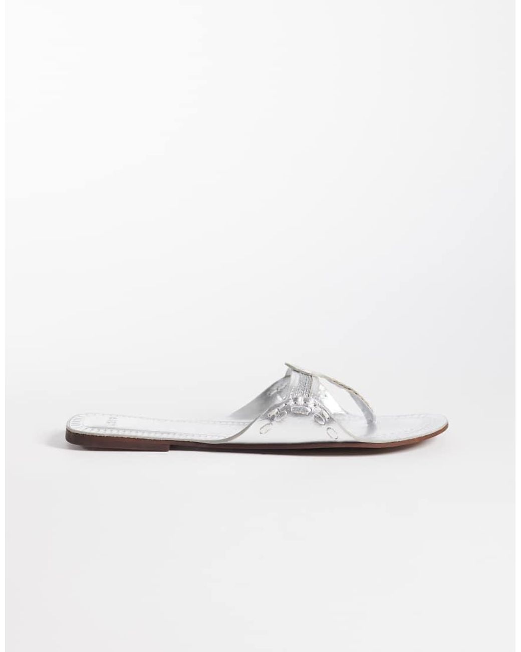 Mango White 100% Leather Flip Flop Sandal