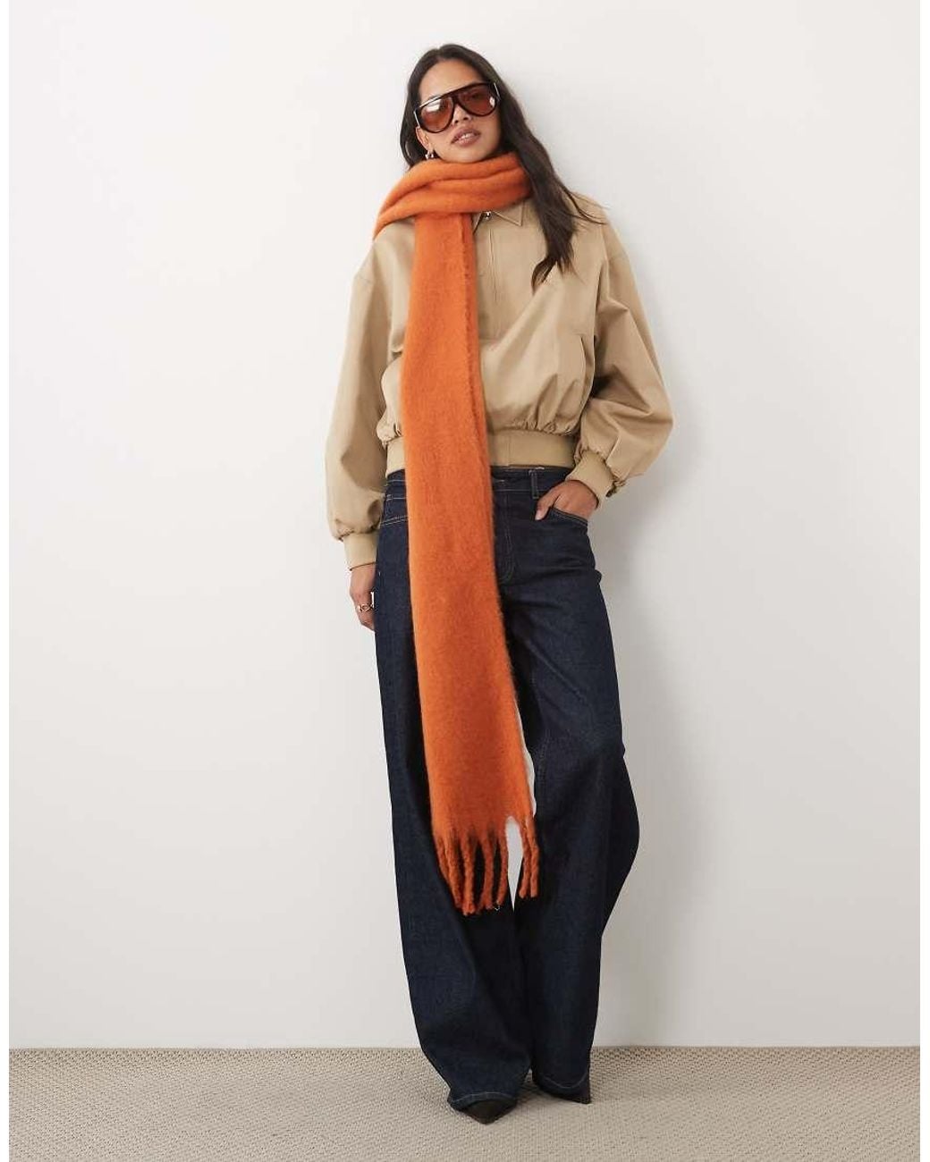ASOS Brown Woven Fluffy Tassel Scarf