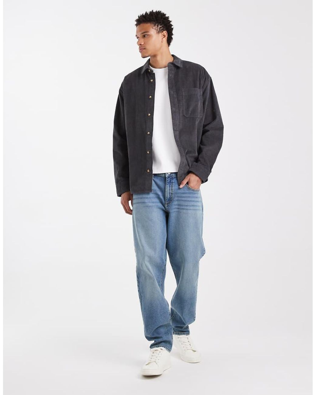 ASOS Blue Oversized Cord Shirt for men