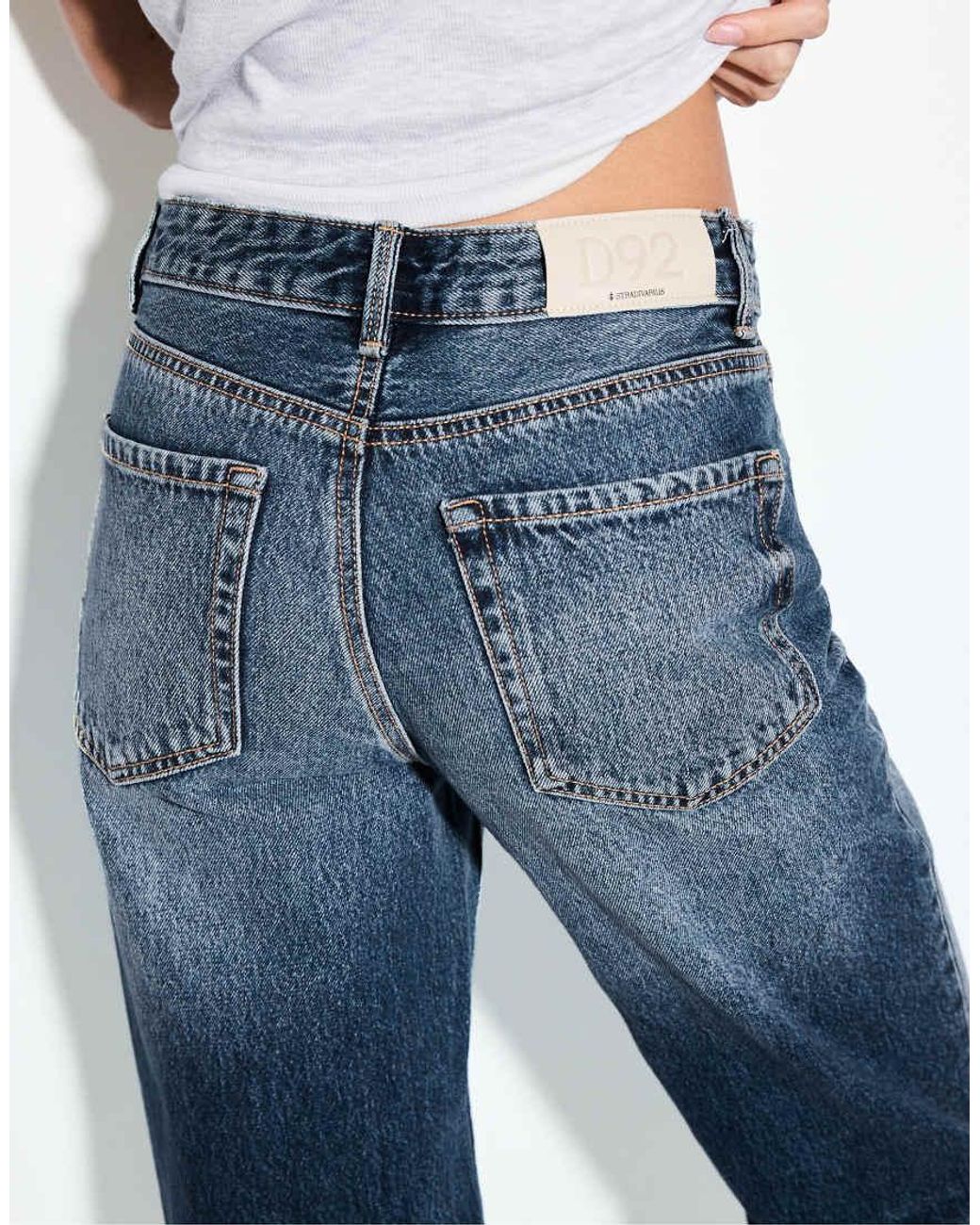 Stradivarius Blue Tall D92 Straight Wide-leg Jeans