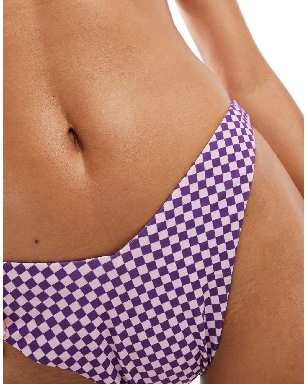 OOSC Purple Checkmate Mix And Match V-Cut Bikini Bottoms
