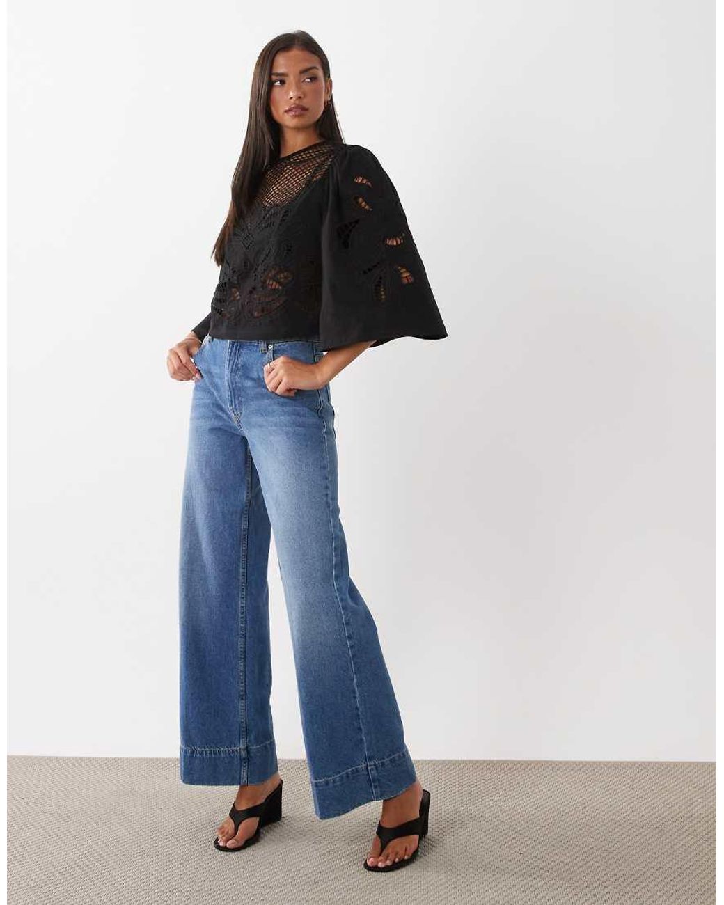 ASOS Black Boxy Top With Cutwork Design