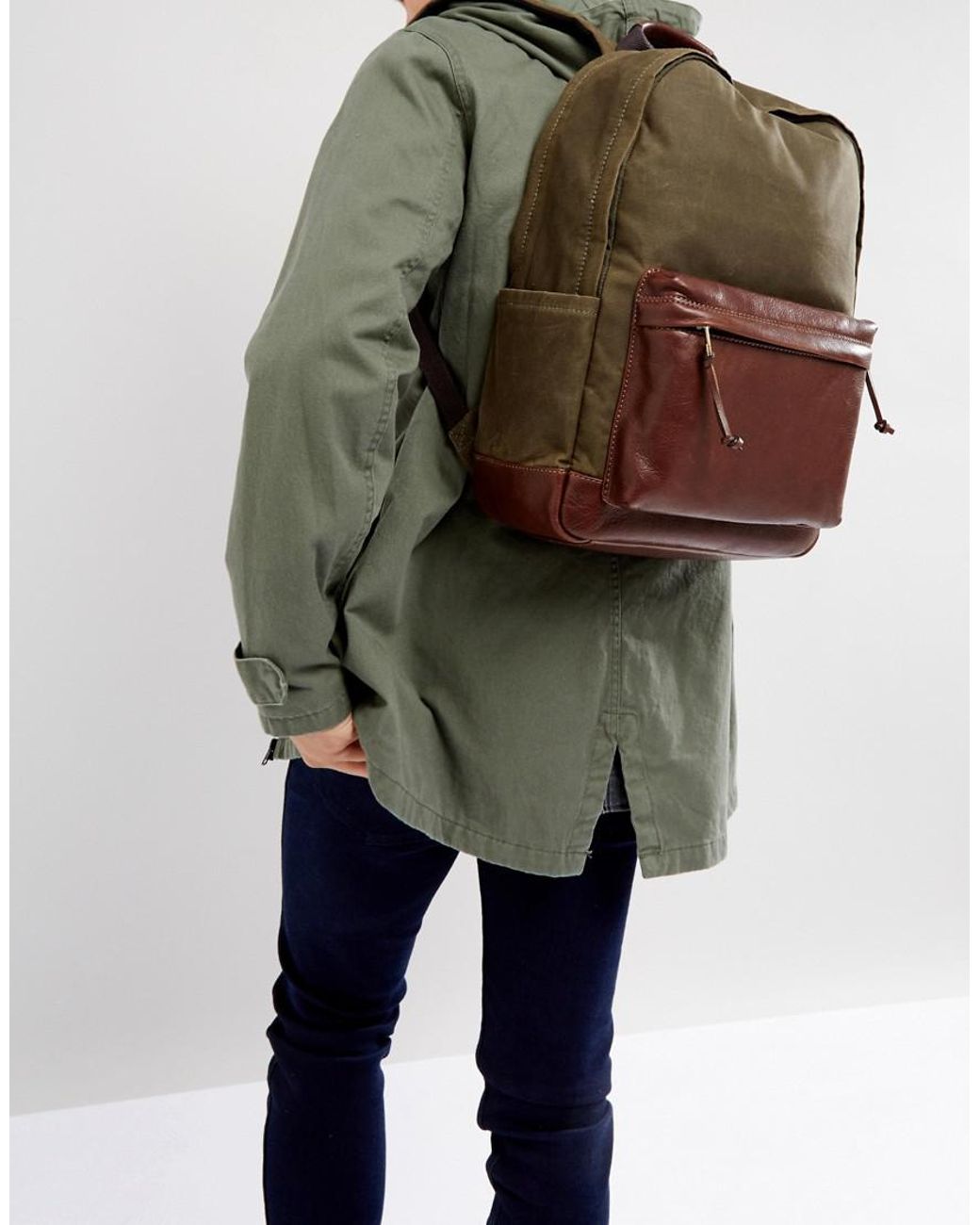 Fossil Defender Backpack In Waxed Canvas in Green for Men | Lyst UK