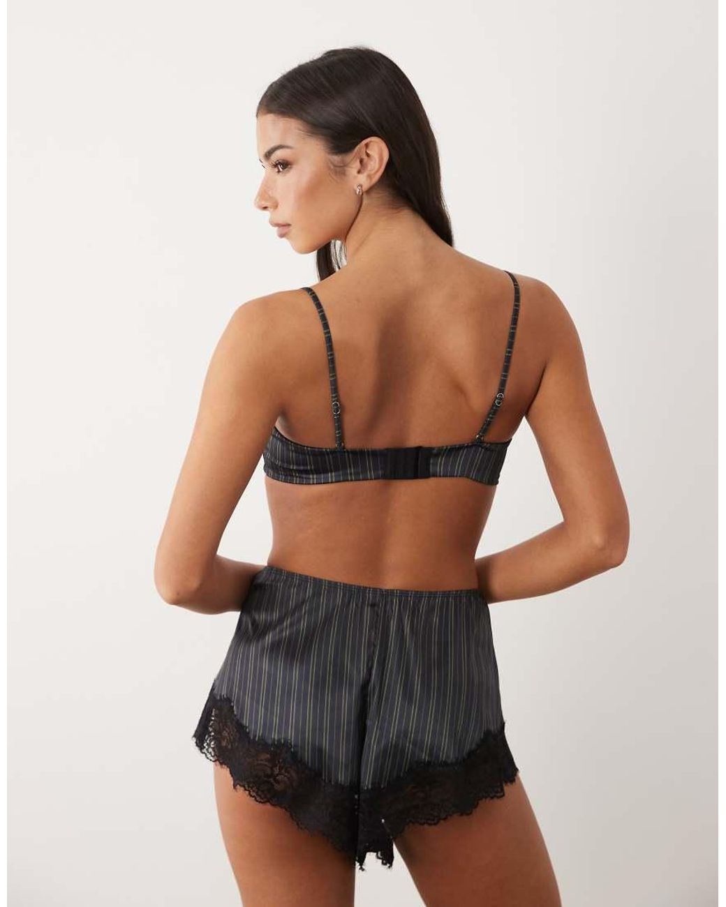 ASOS Black Madeline Bandeau With Removable Pads & Lace Trim