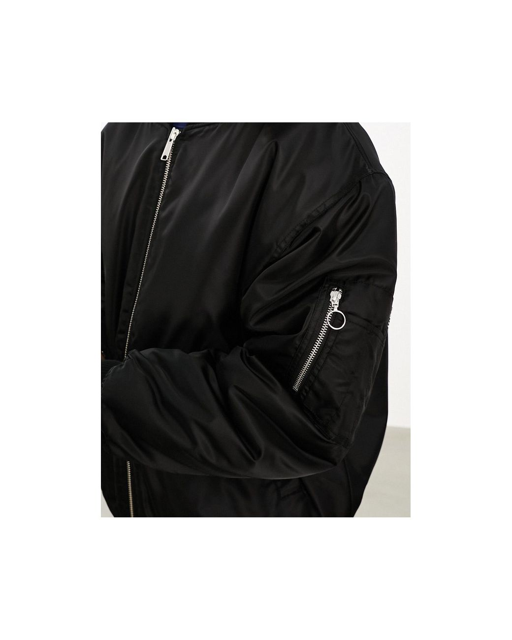 Dr. Denim Hector Oversized Bomber Jacket With Pocket On Sleeve in Black for  Men | Lyst UK