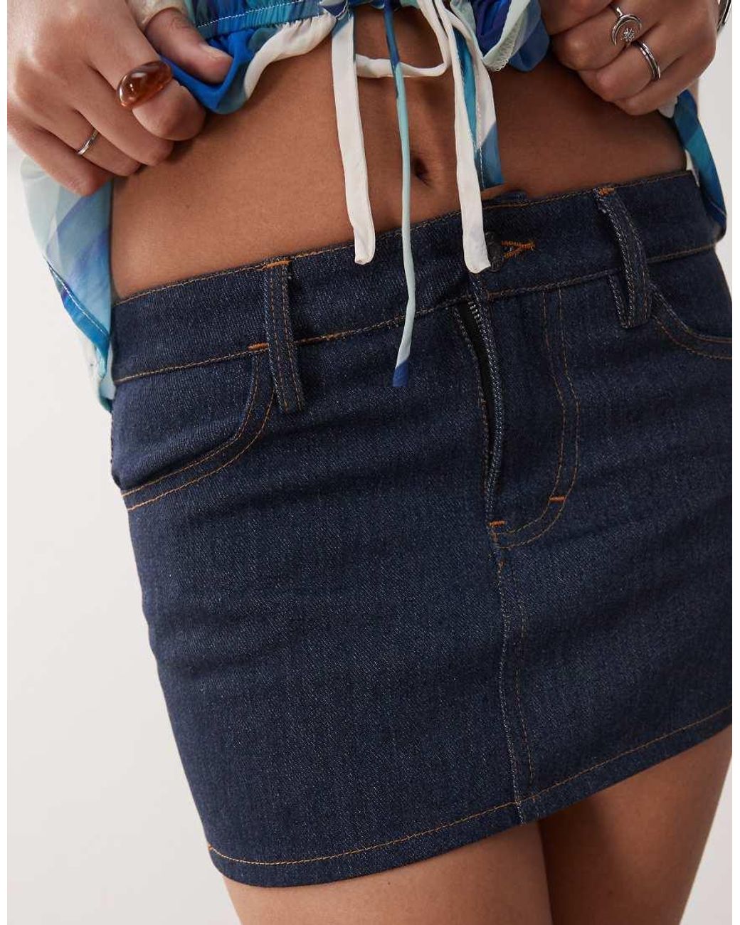 Motel Blue Sementara Denim Mini Skirt