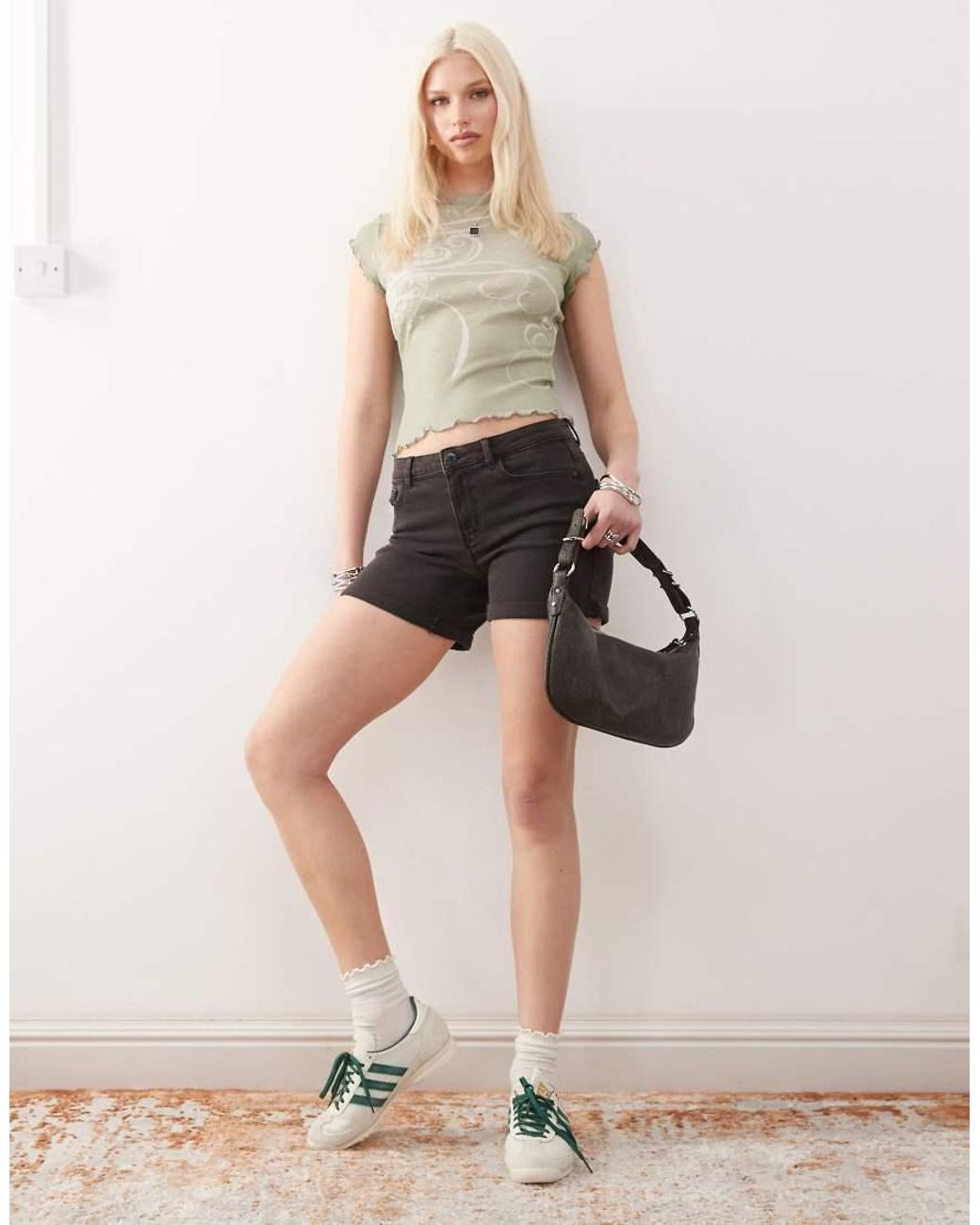 Noisy May White Debby Denim Shorts