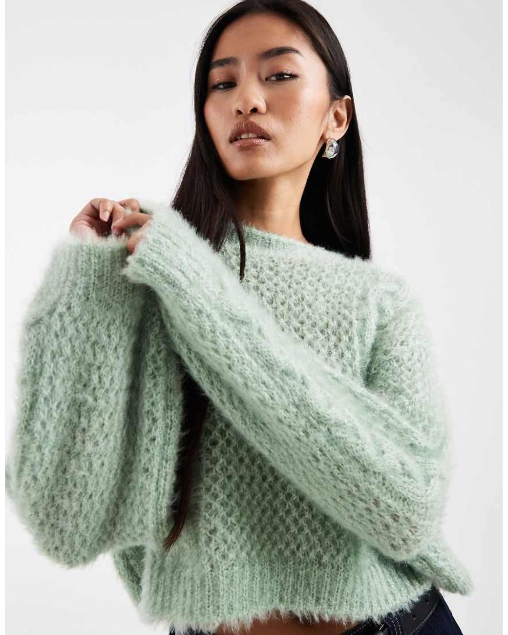 Miss Selfridge Green Chunky Cable Knit Jumper