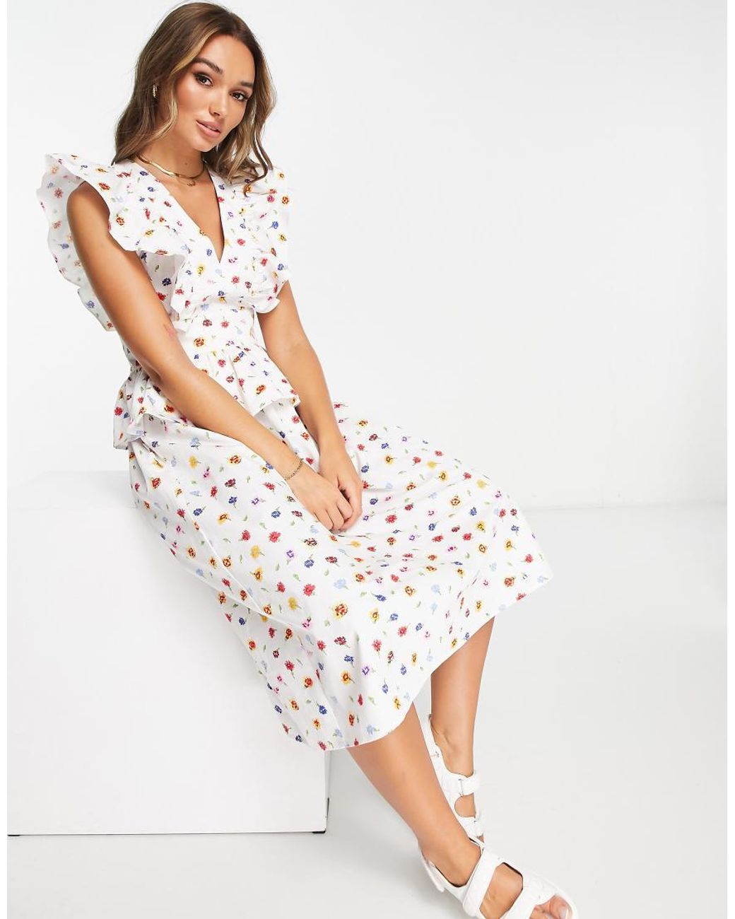 Y.A.S White Frill Detail Maxi Dress