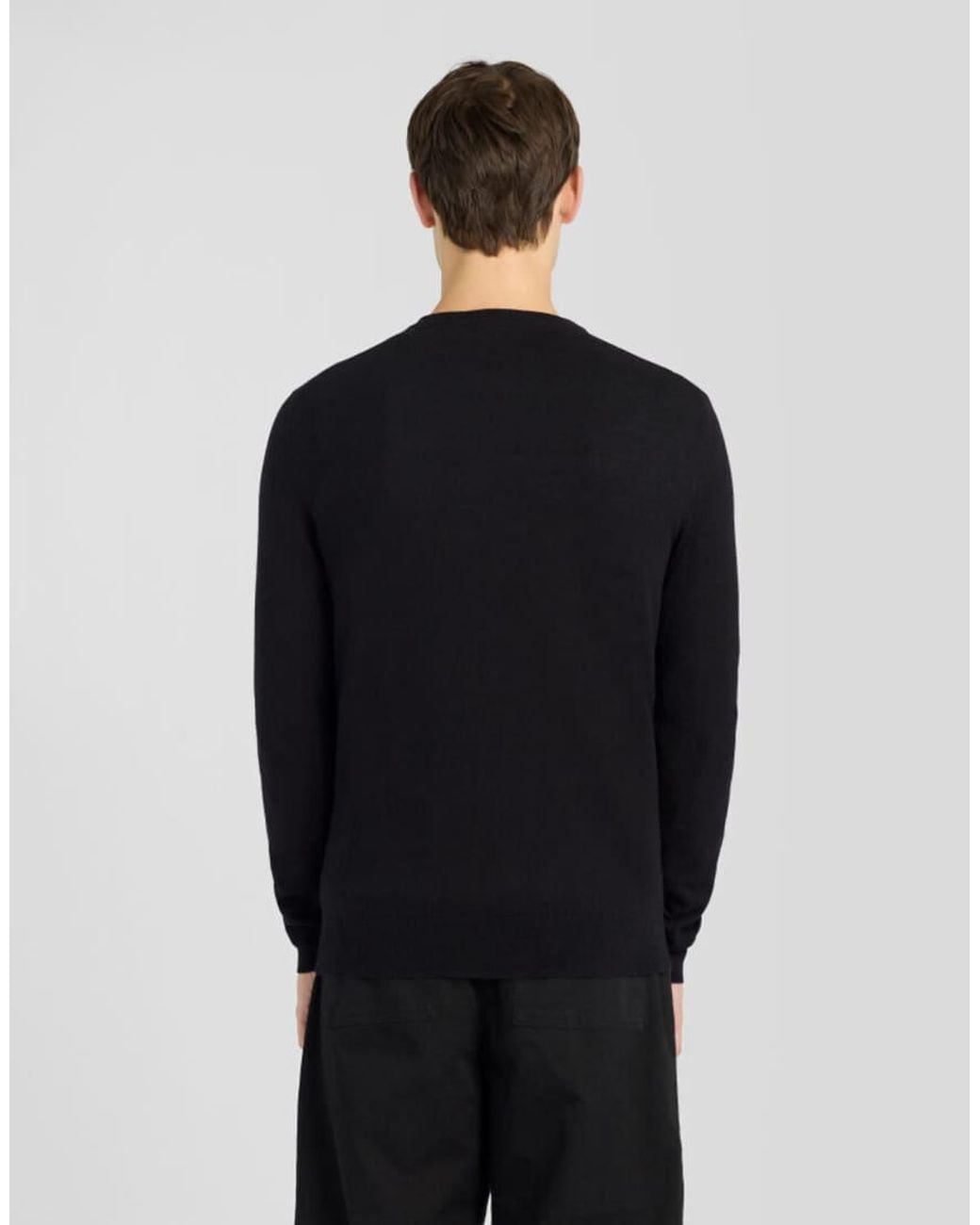 Lyle & Scott Black Mid Knits Cotton Merino Henley Jumper for men