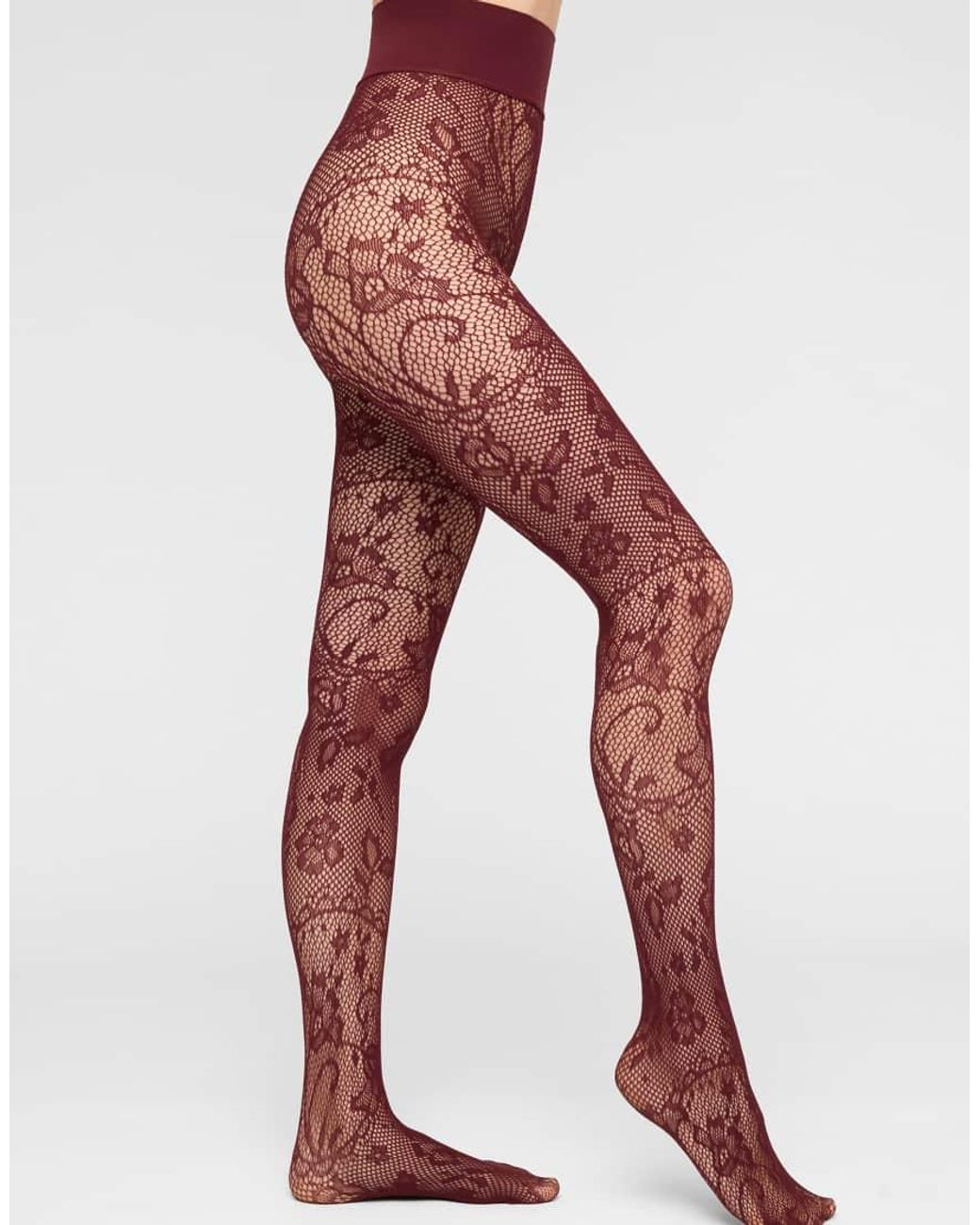 Calzedonia Red Liberty Floral Fishnet Tights