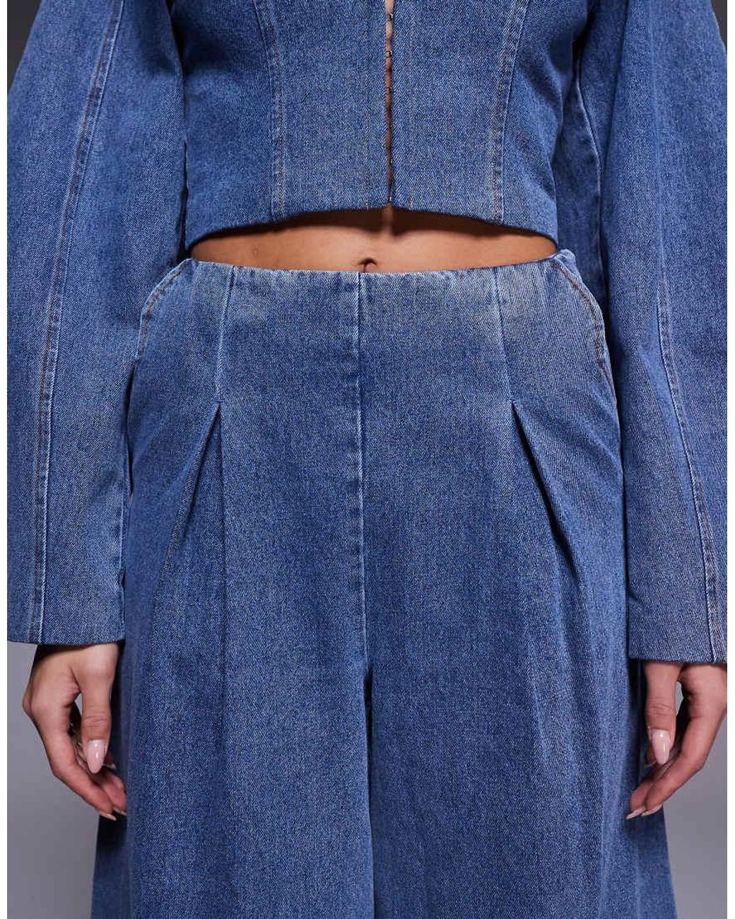 ASOS Blue Co-ord Wide Leg Denim Jeans With Corset Detail
