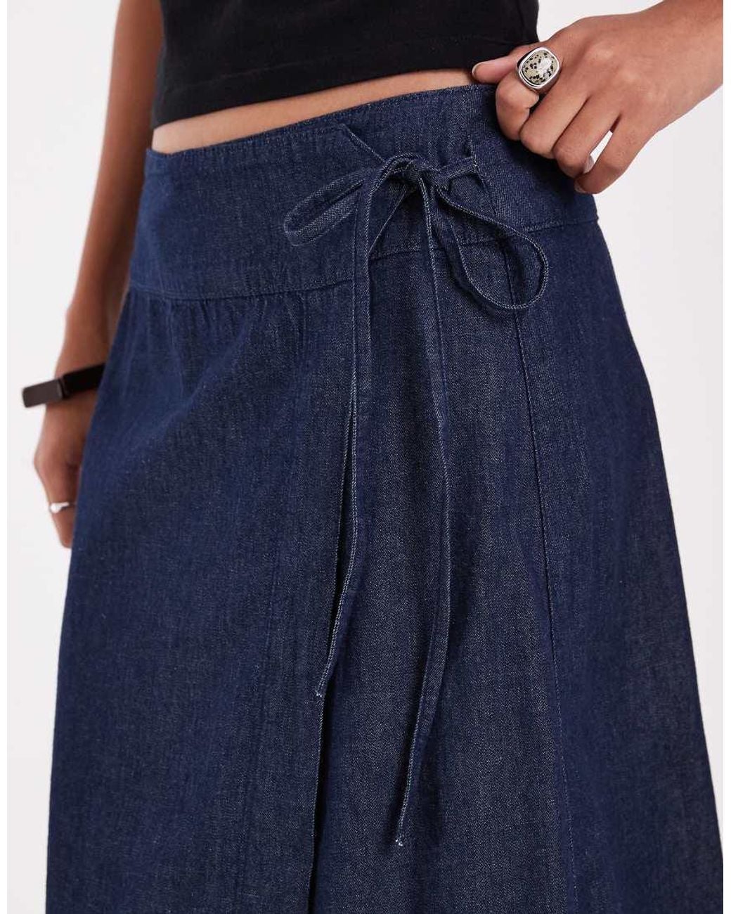 ASOS Blue Denim Asymmetric Wrap Skirt