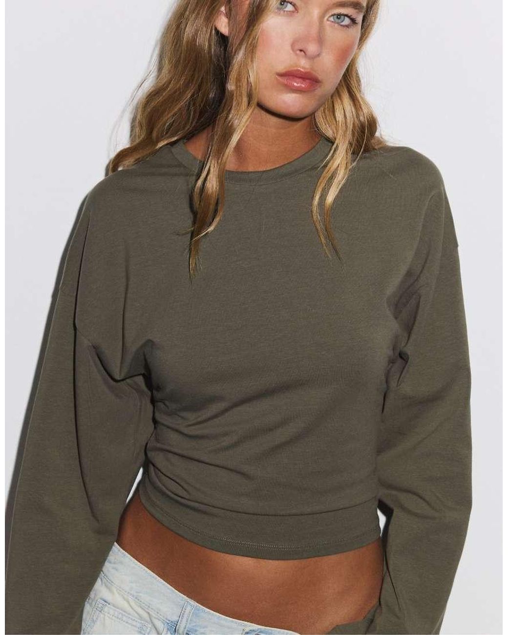 Stradivarius Green Kimono Sleeve T-shirt