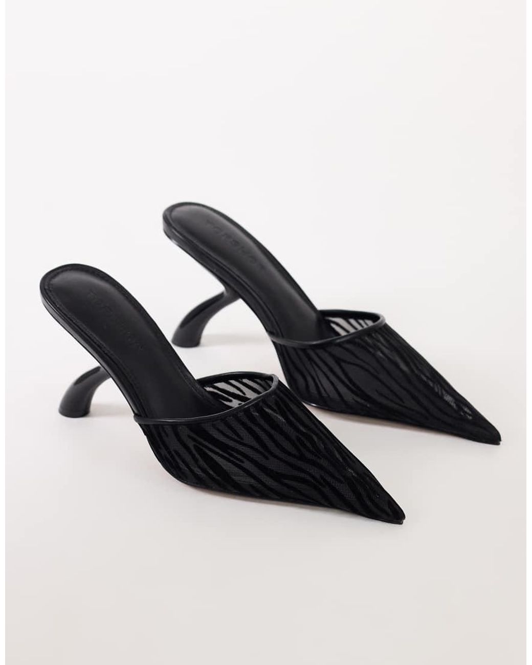 TOPSHOP Black Alessio Angular Heel Pointed Court Shoe