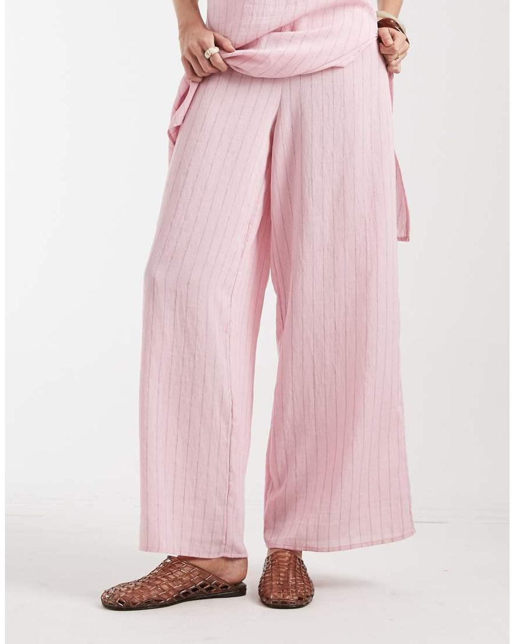 ASOS Pink Wide Leg Trousers Co-ord