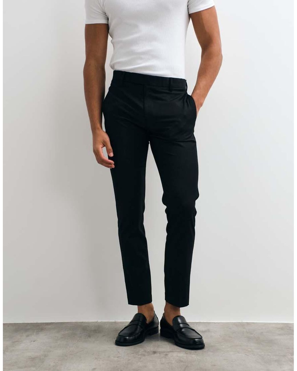 ASOS Black Skinny Suit Pants With Wool for men