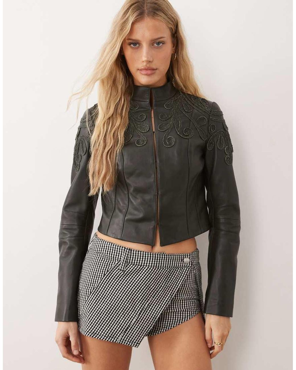 Urbancode Gray Structured Jacket With Embroidery Detailing