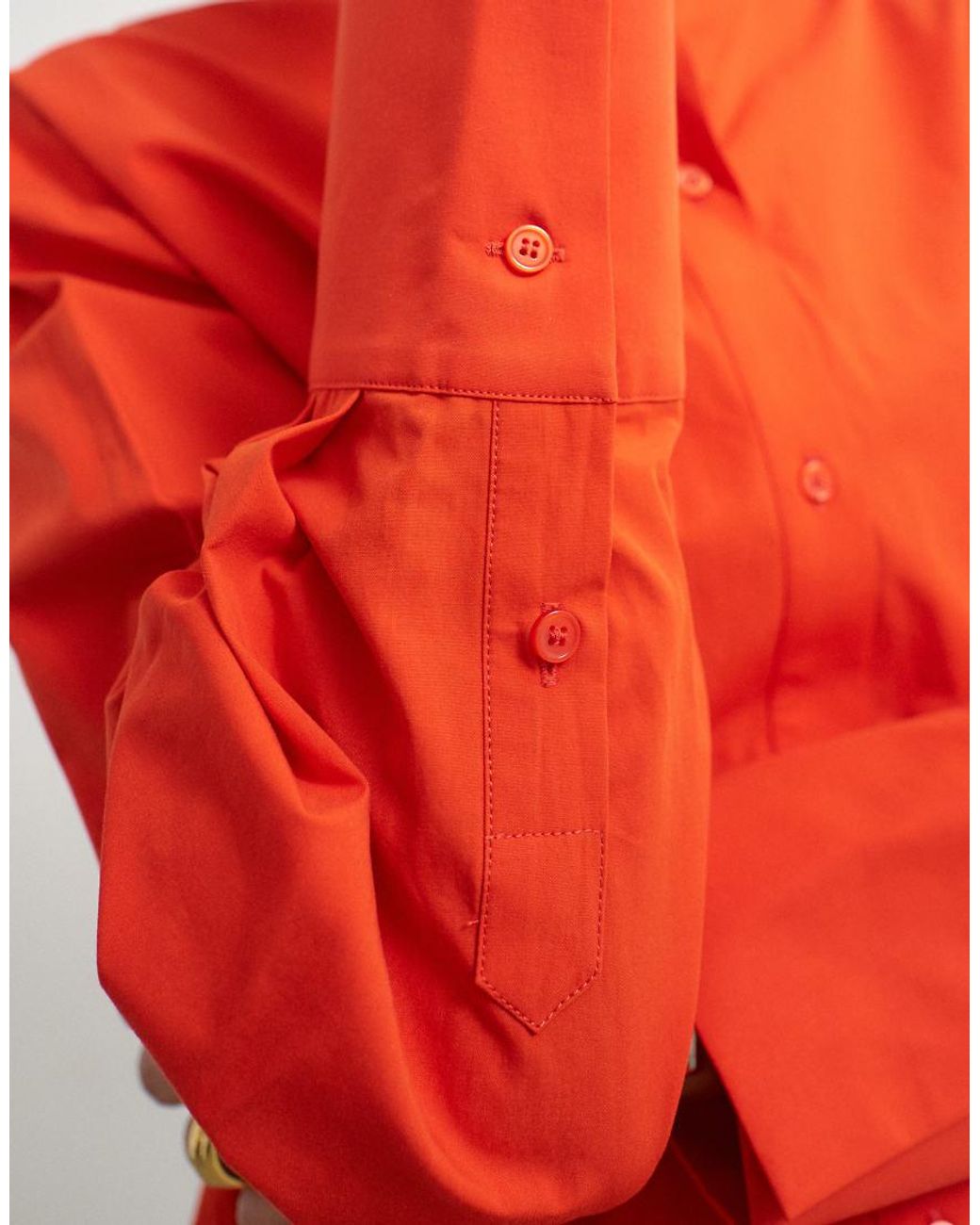 TOPSHOP Red Funnel Neck Shirt