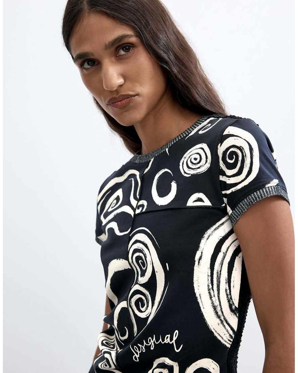 Desigual Green Printed T-Shirt 100% Cotton