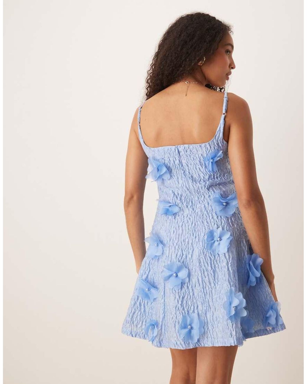 Sister Jane Blue Dream Blooming Jacquard Mini Dress