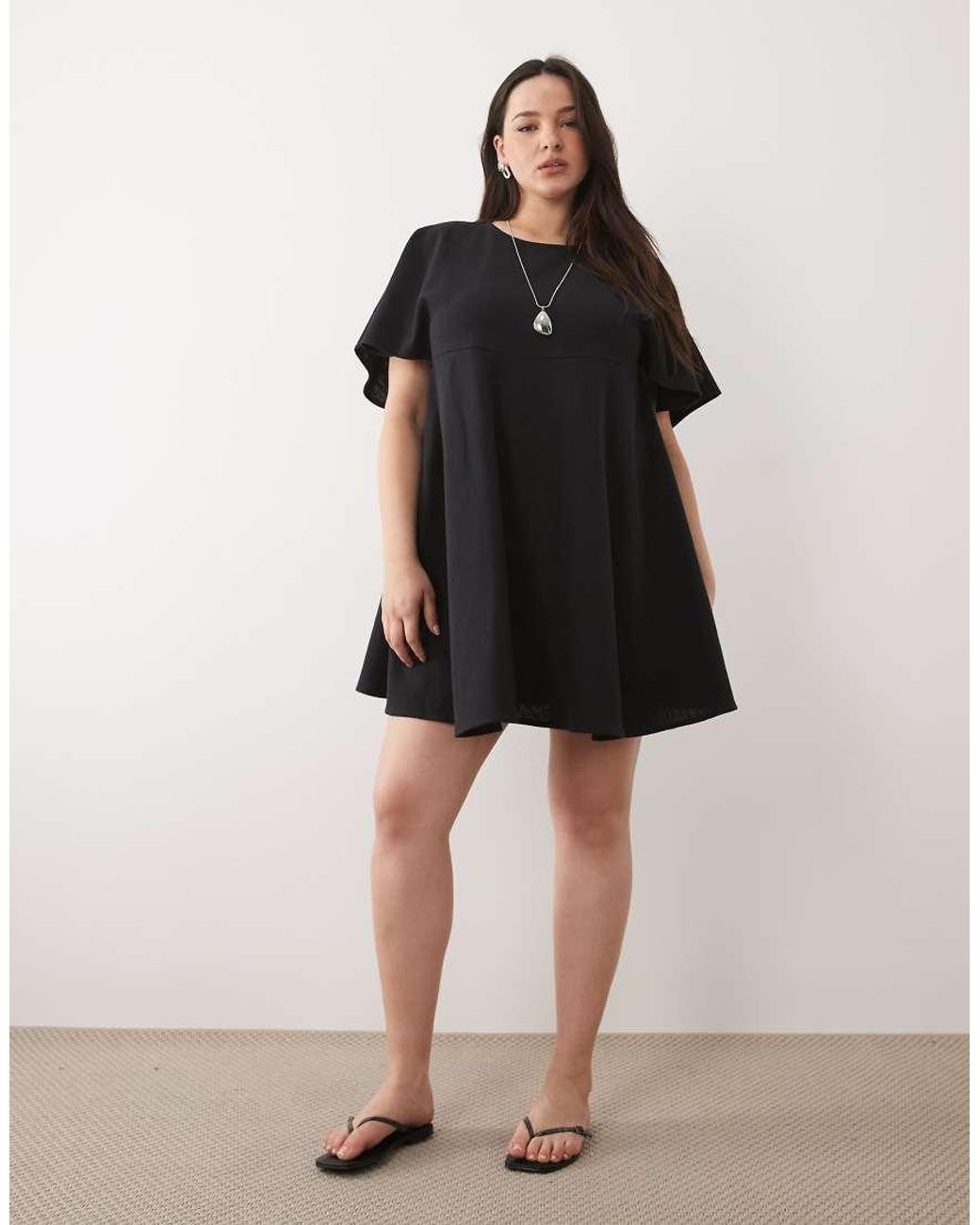 ASOS Black Asos Design Curve Smock T-shirt Mini Dress