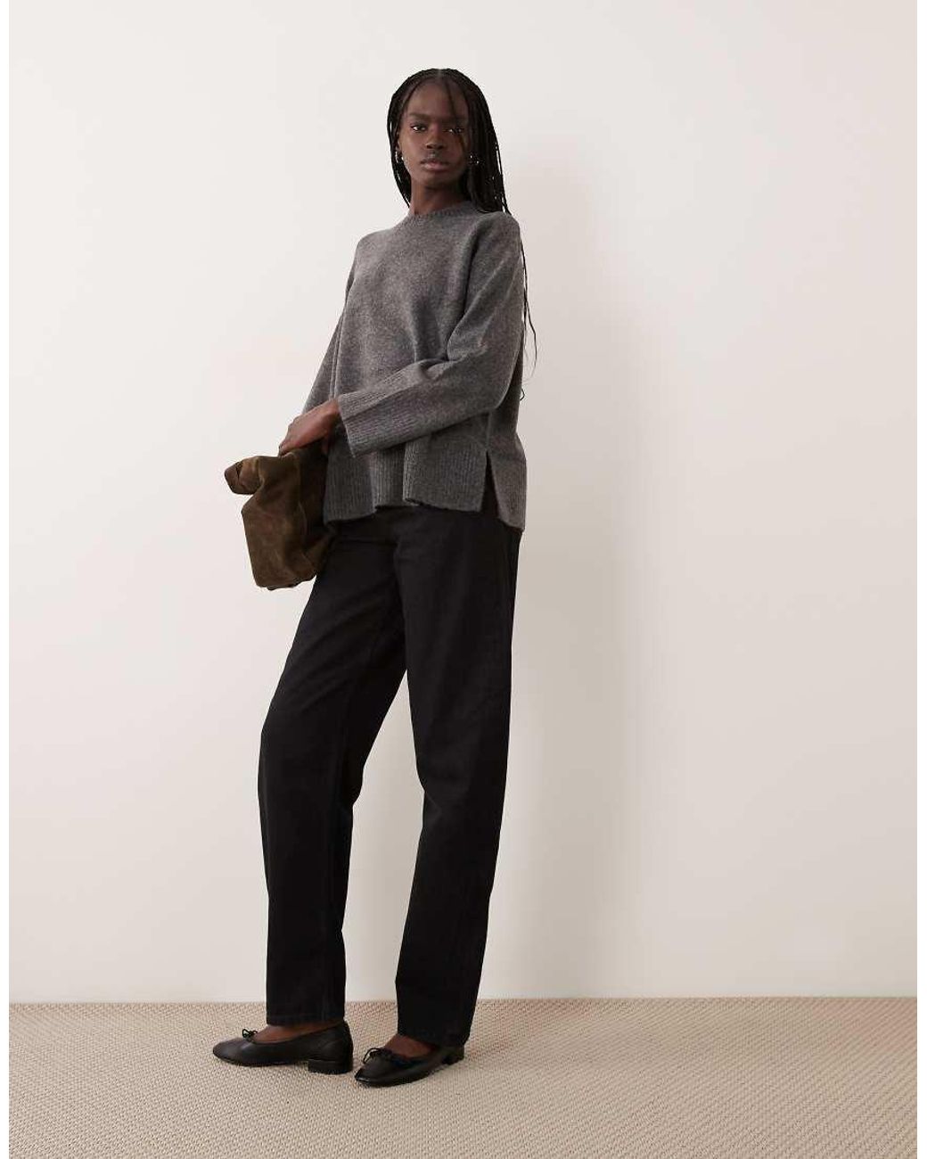 ASOS Black Raglan Oversized Jumper With Side Splits