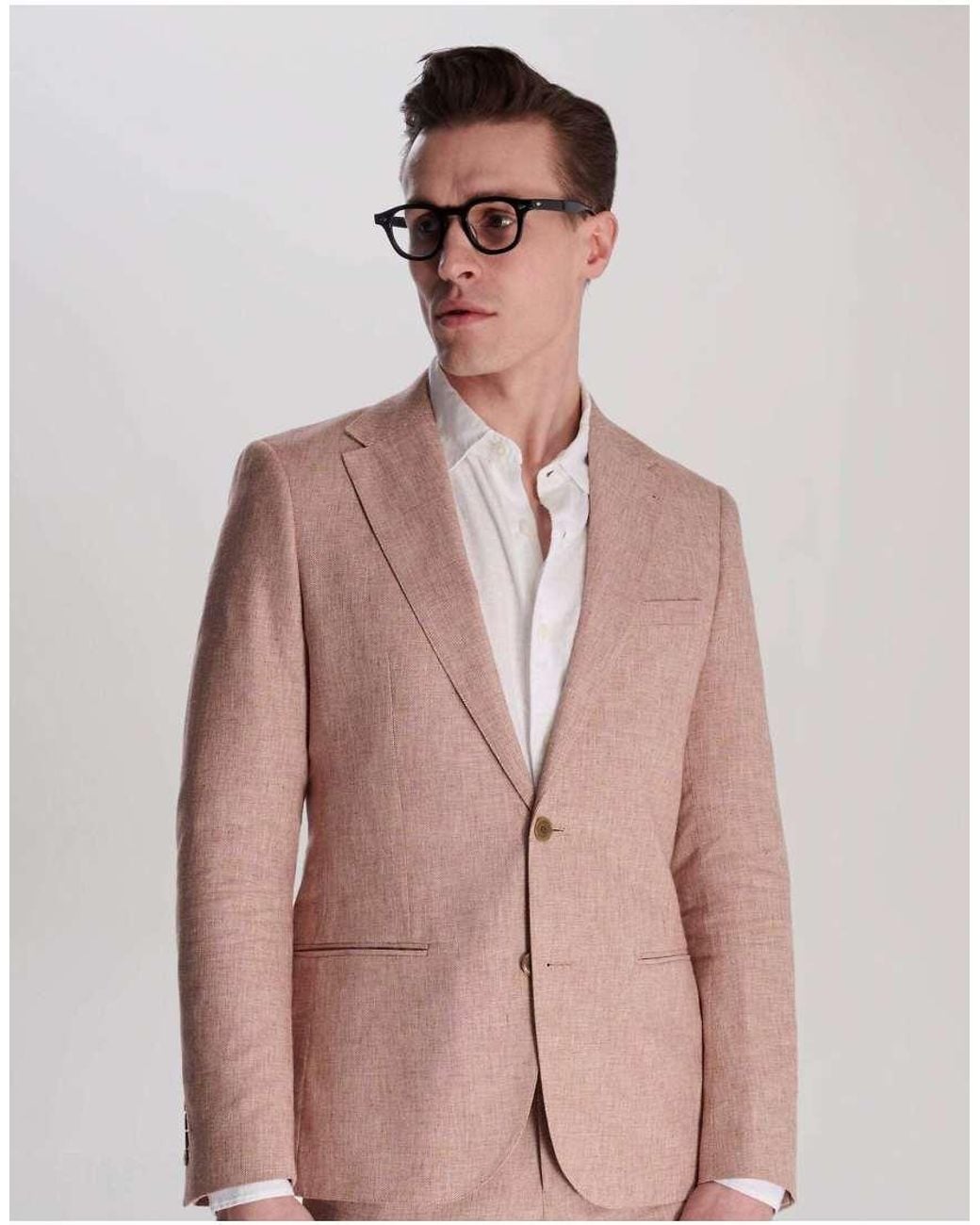 Harry Brown Pink Giacomo Slim Fit Cotton Linen Suit Jacket for men
