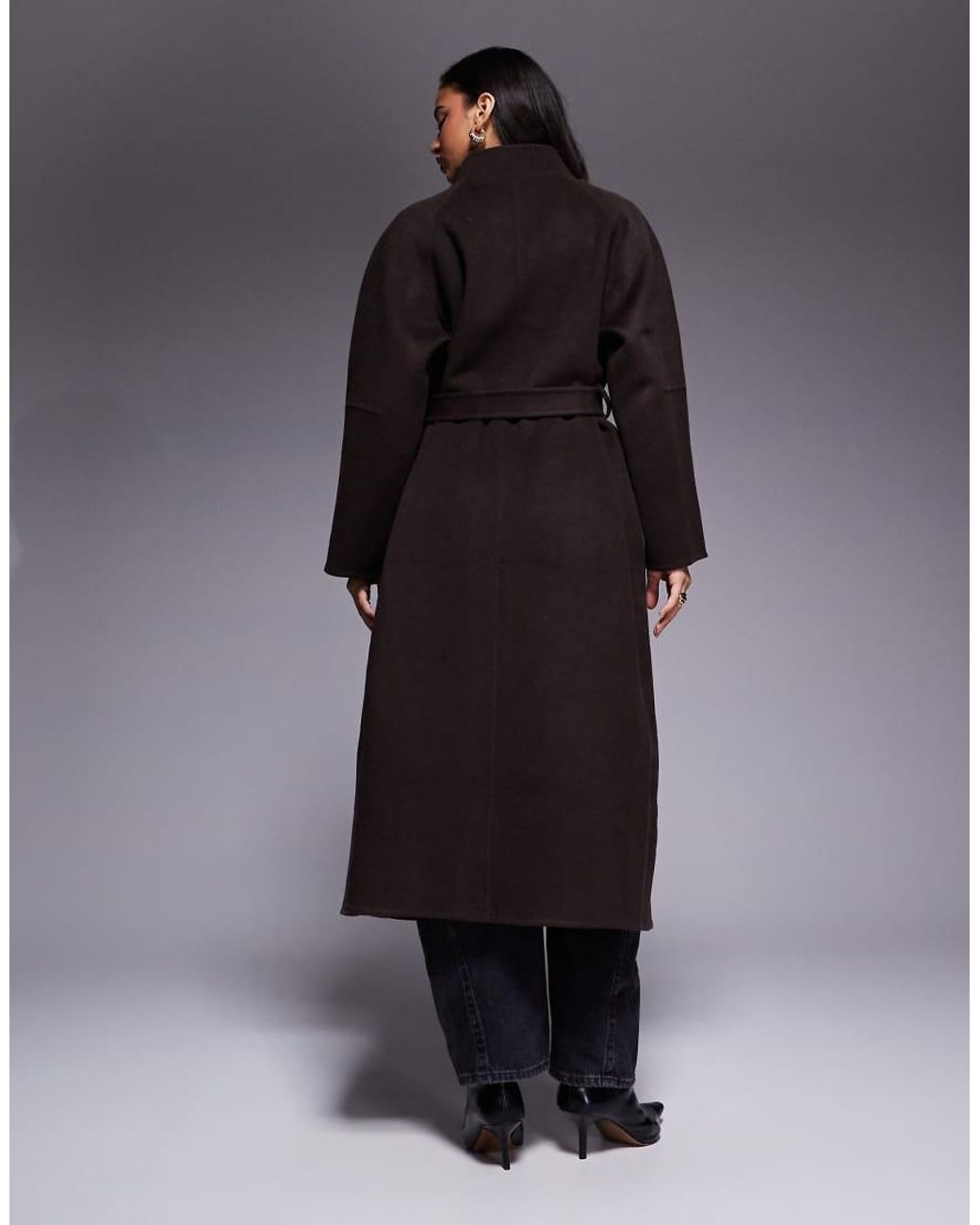 ASOS Black Premium Wool Rich Longline Coat With Gold Button