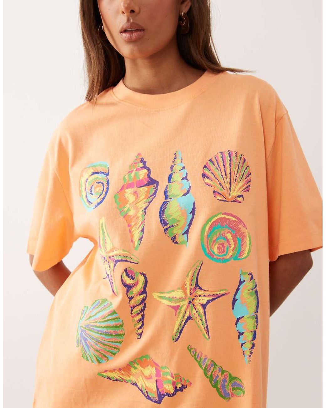 ASOS Orange Oversized T-shirt With Neon Shell Graphic