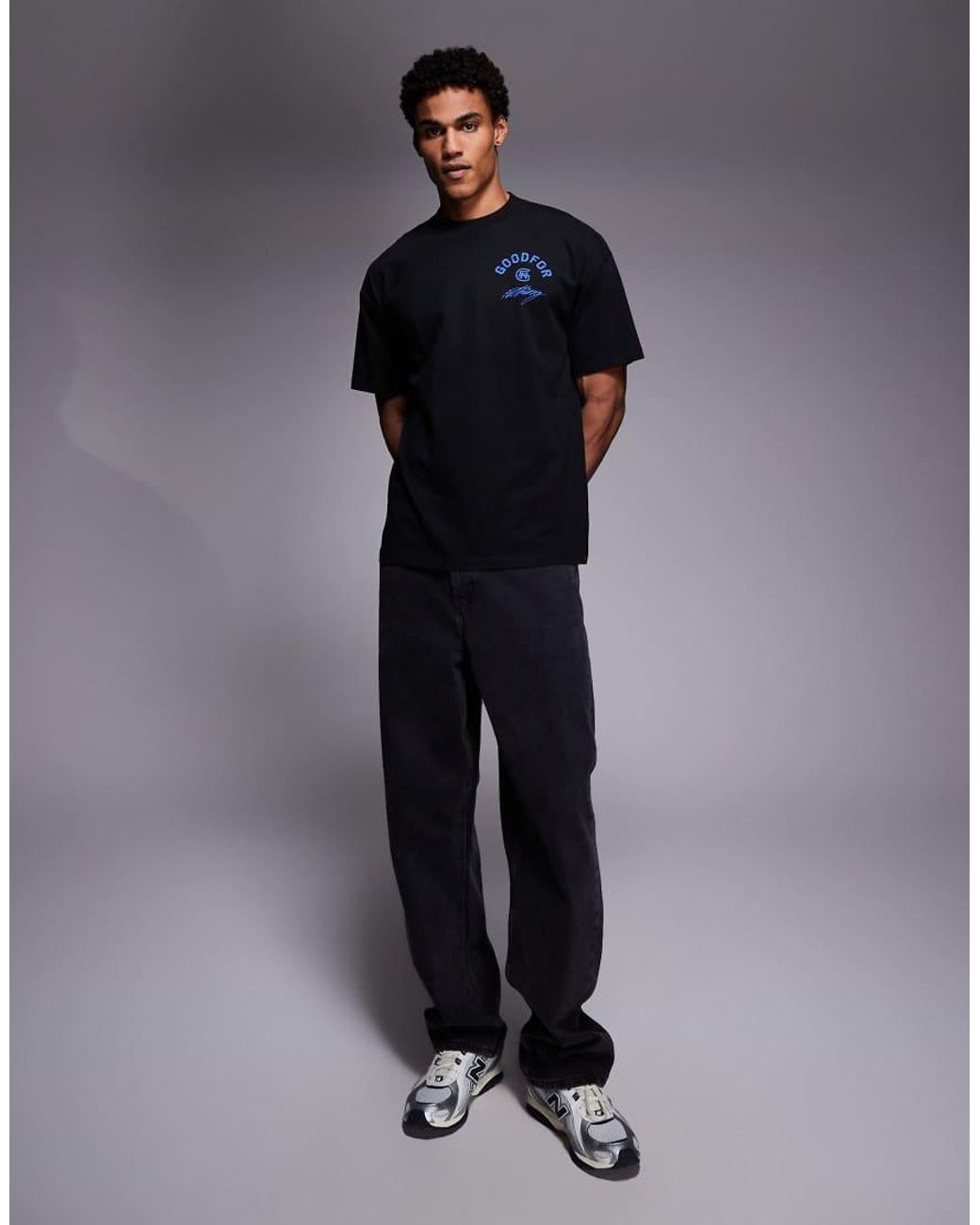 Good For Nothing Blue Oversized T-Shirt for men