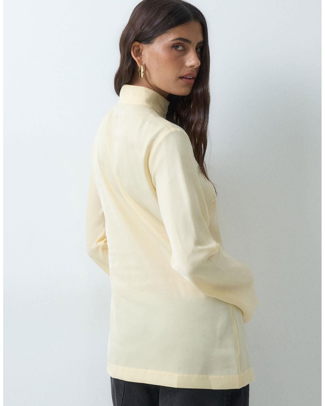 ASOS Yellow Satin Button Up Blouse