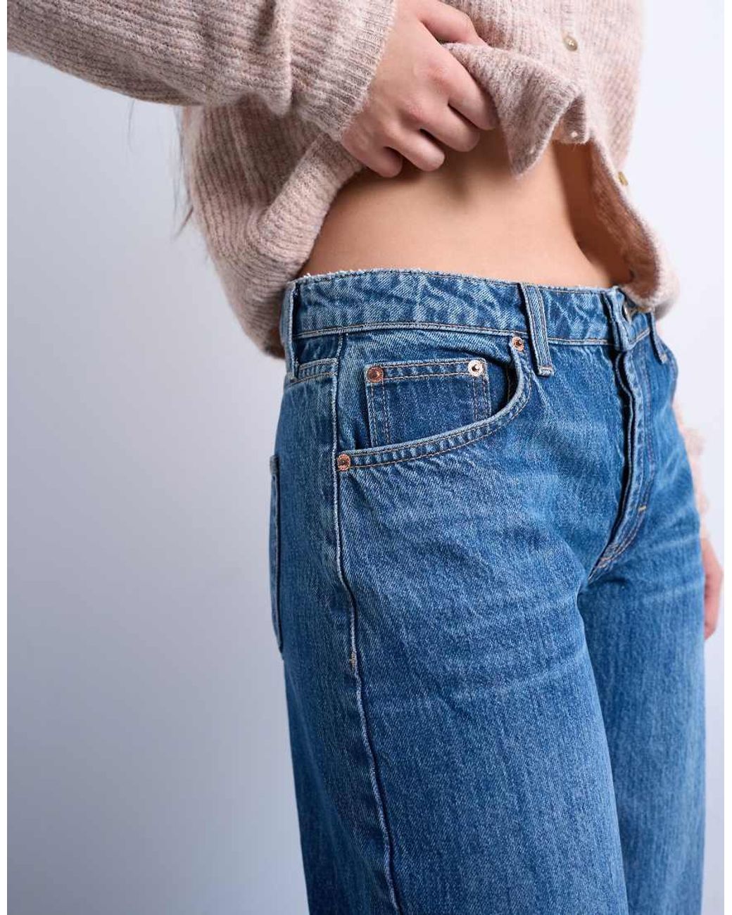 Topshop Hourglass Blue Ember Low Rise Straight Leg Jeans