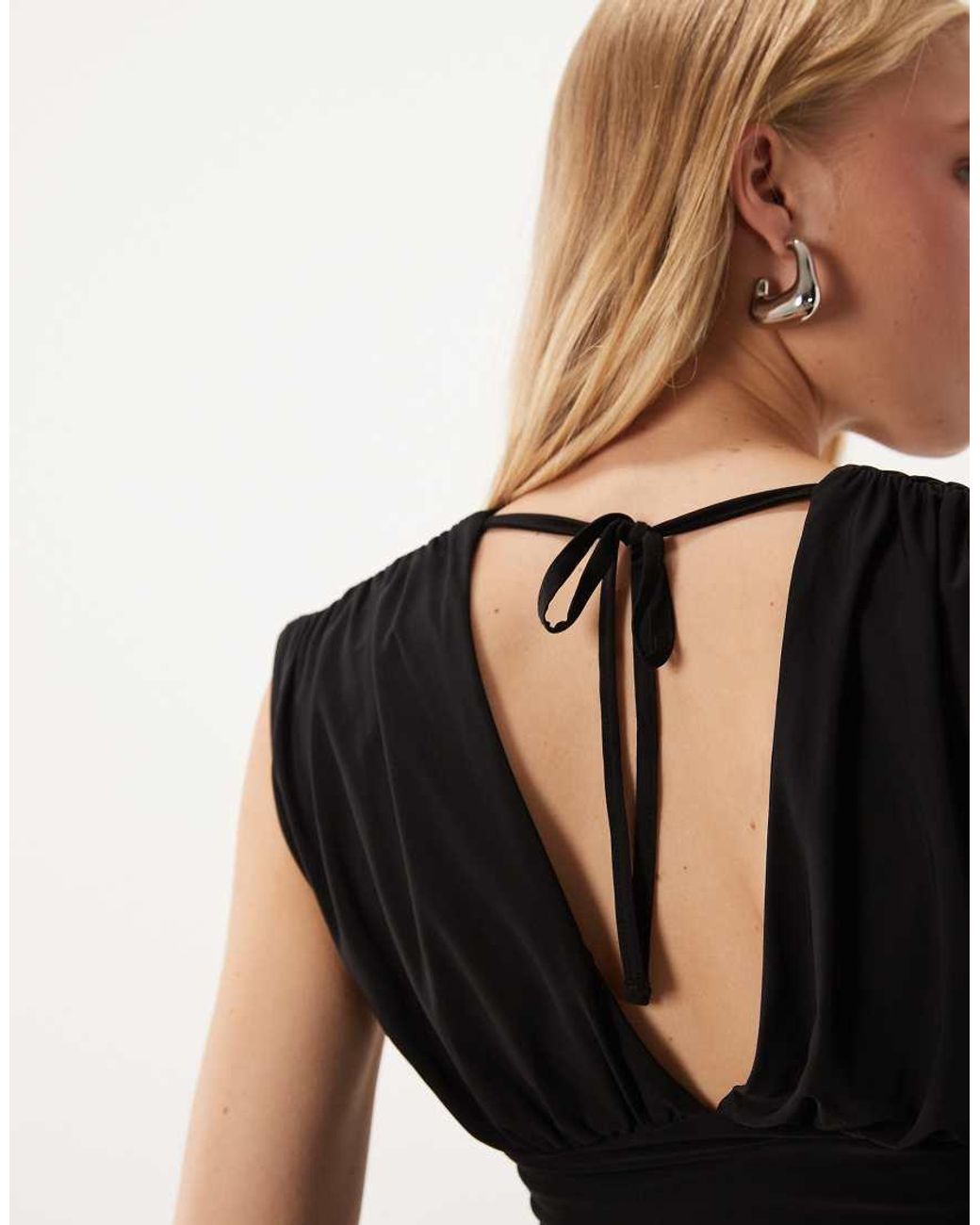 Miss Selfridge Black V-Neck Ruched Tank Top