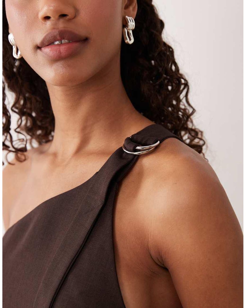 ASOS Brown Tailored One Shoulder Top