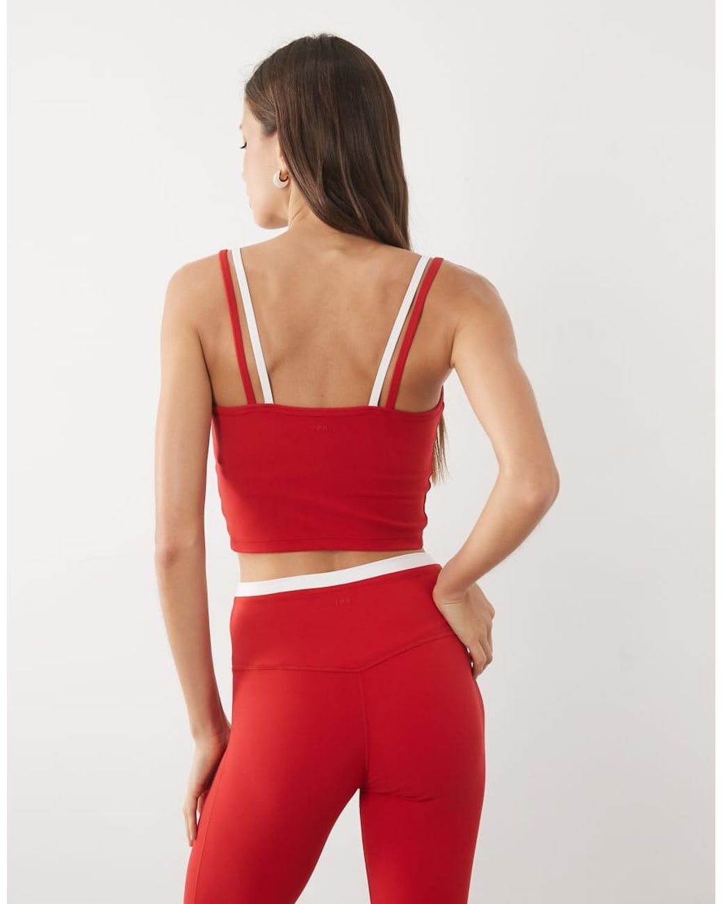 Abercrombie & Fitch Red Ypb Bra Free Double Layer Scoop Neck Tank Top Co-ord