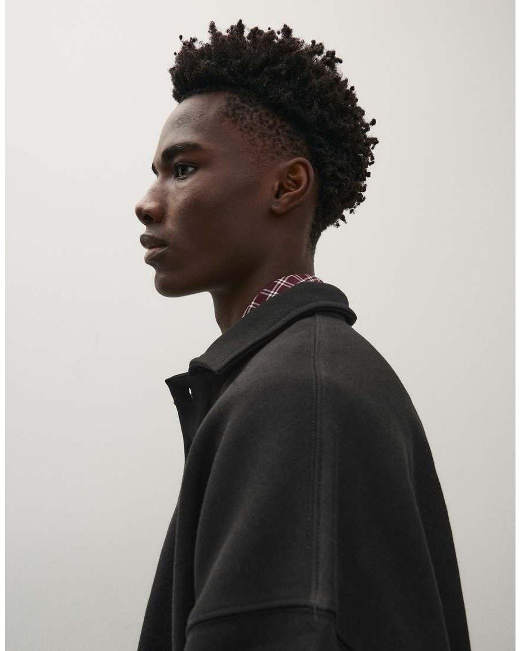 Bershka Black Buttoned Polo Collar Sweatshirt for men