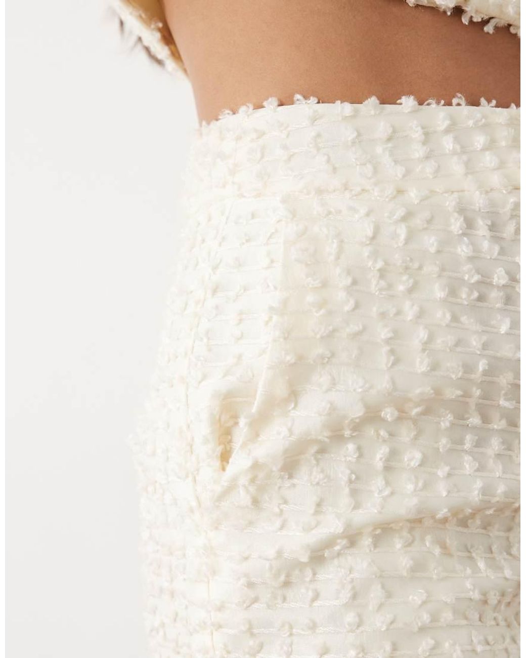 ASOS Natural Boucle Barrel Leg Pants