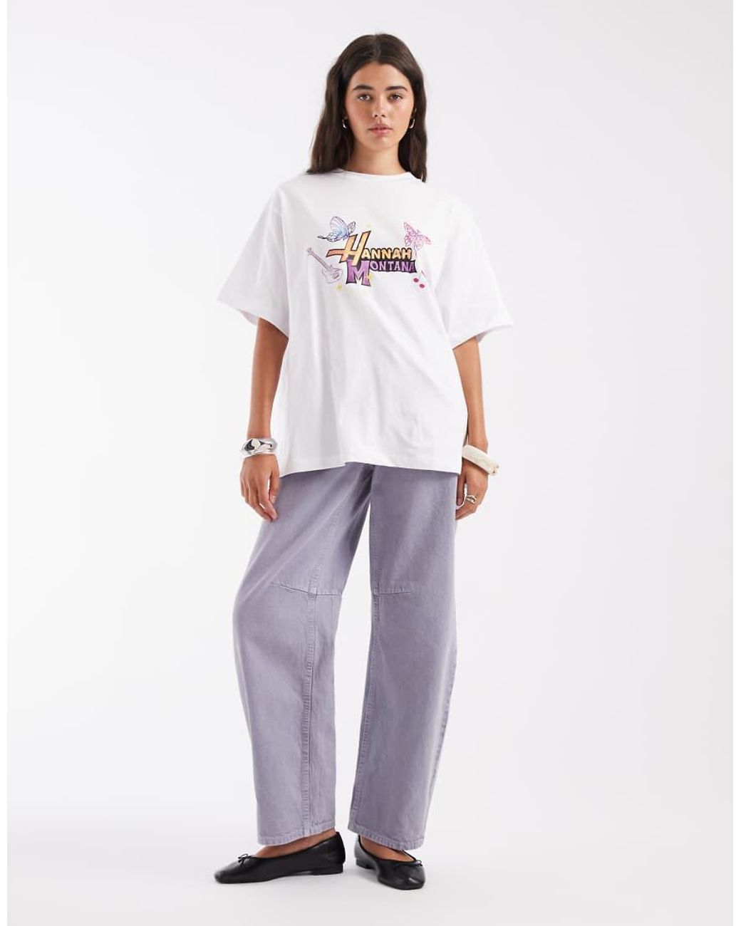 ASOS White Disney Oversized T-Shirt With Hannah Montana Print