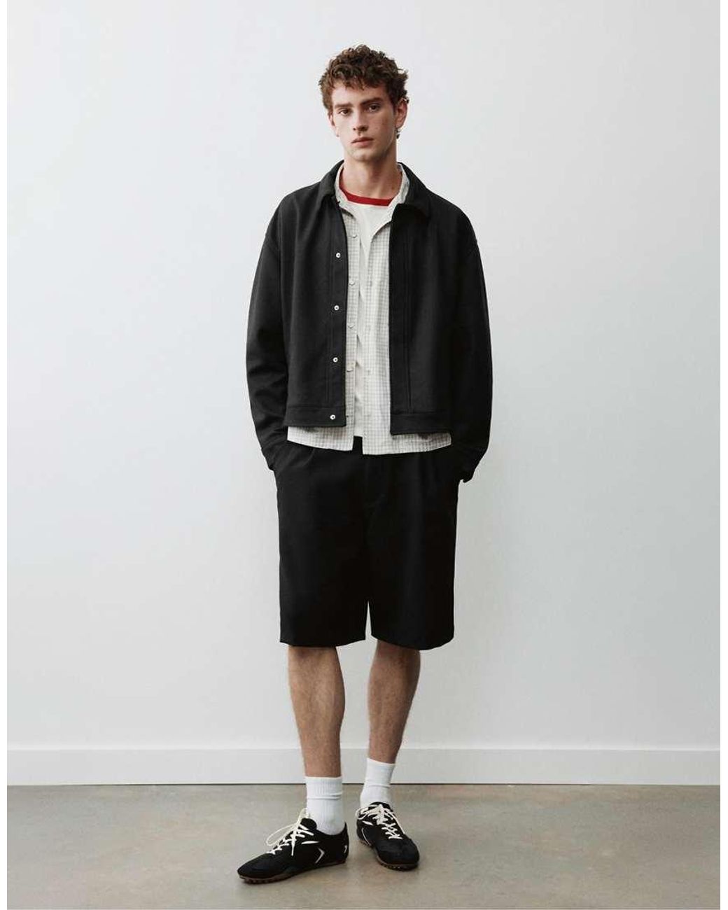 Pull&Bear Black Trucker Jacket for men