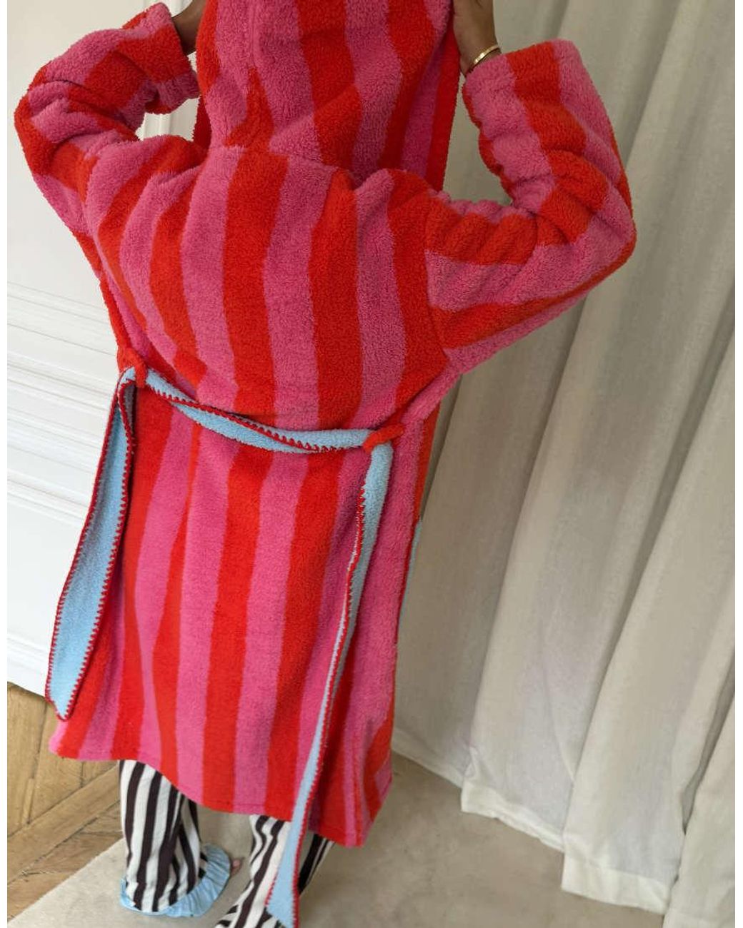 Never Fully Dressed Red Fluffy Hooded Belt Detail Pocket Dressing Gown