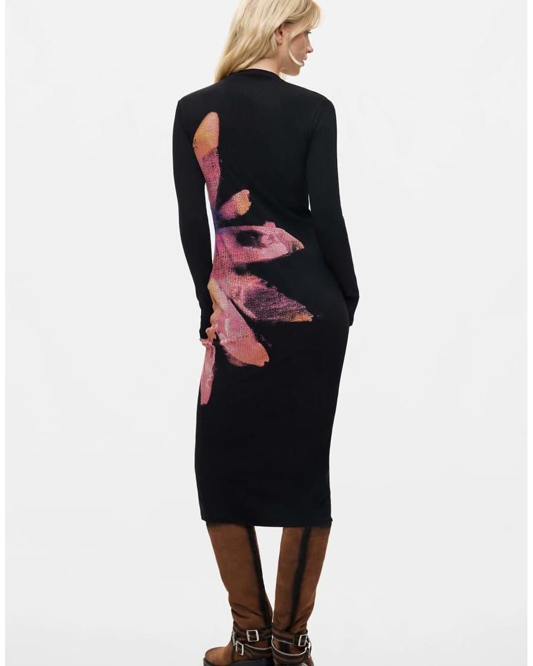 Desigual Red Maxi Sleeve Flower Dress