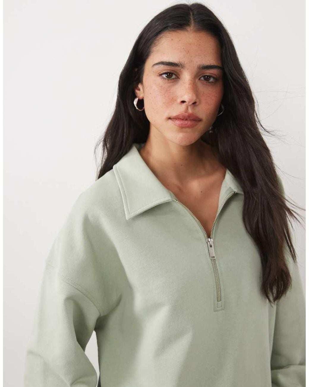 ARKET Gray Cotton Long Sleeve Quarter Zip Sweatshirt