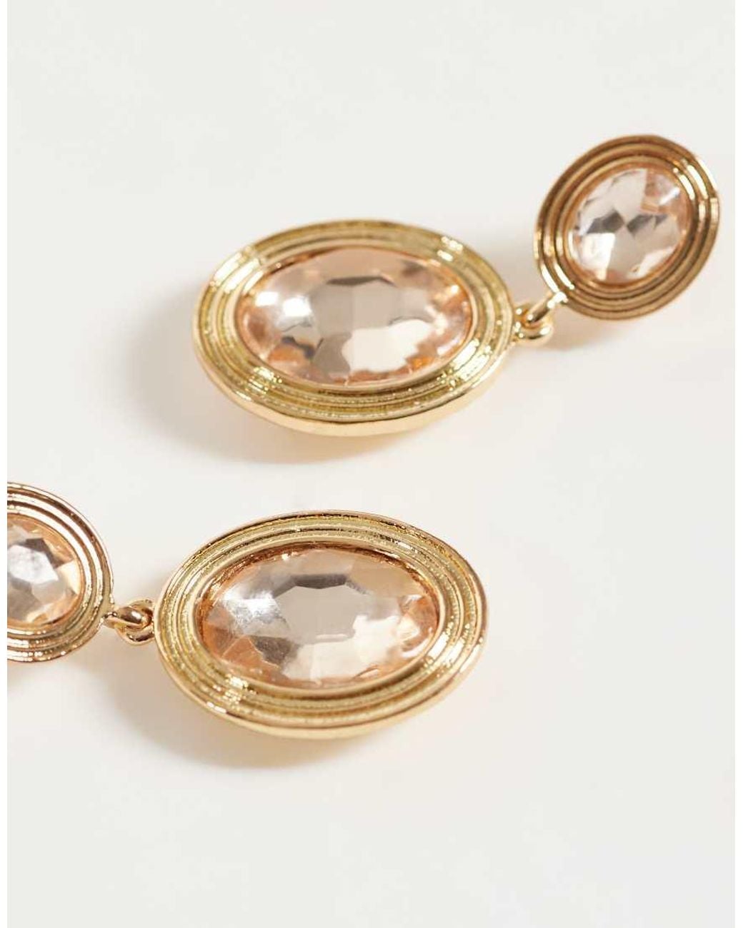 Accessorize Metallic Oval Crystal Double Drop Earrings