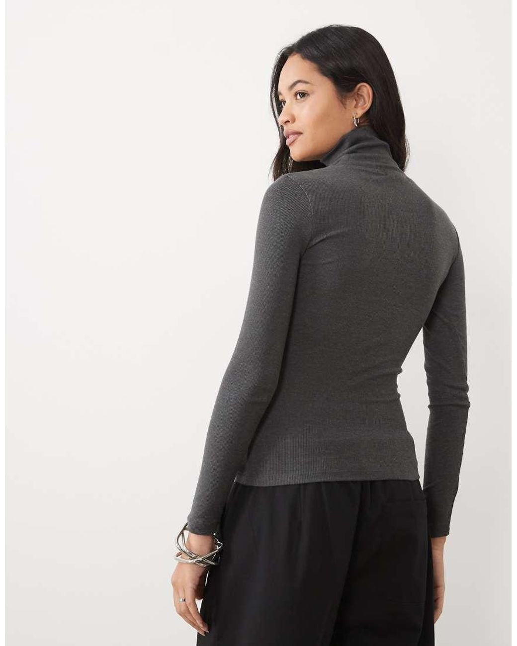 Brave Soul Black Long Sleeve Ribbed Roll Neck Top