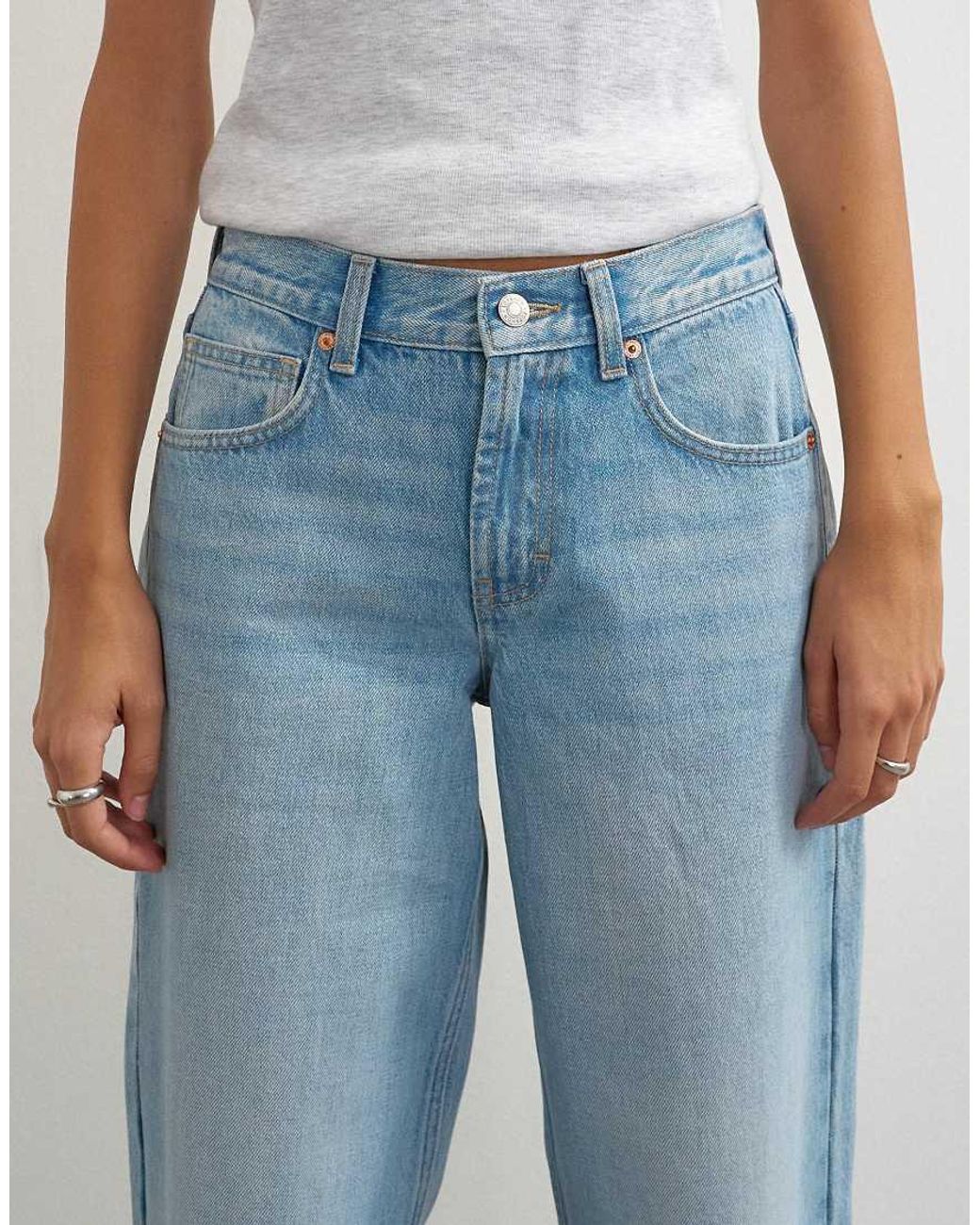 TOPSHOP Blue Cinch Low Rise Relaxed Jeans