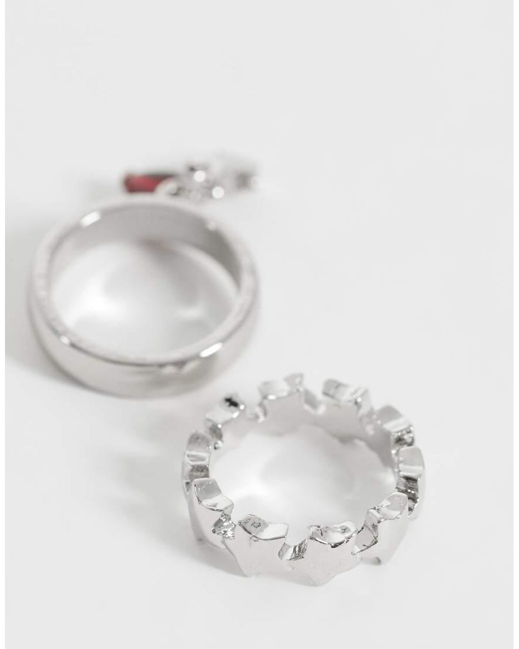 Reclaimed Vintage White Two Pack Of Star Rings