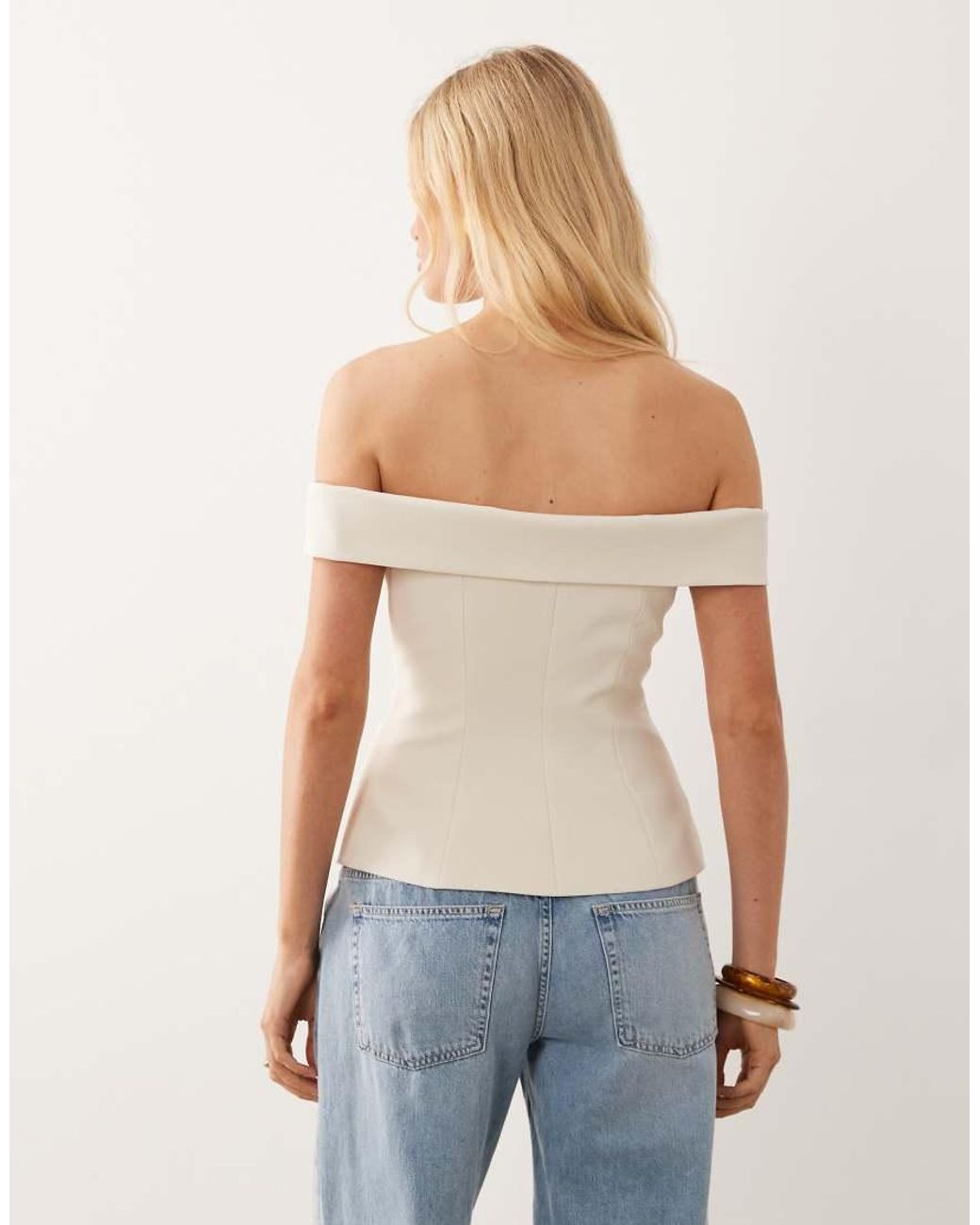 ASOS Natural Off The Shoulder Tailored Vest