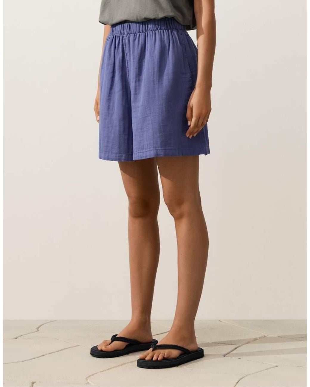 Oysho Blue 100% Cotton Bermuda Shorts